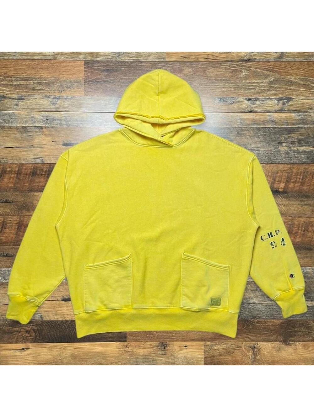 Vintage Champion Dry Goods Yellow Hoodie L C.H.P. 94 Split Pocket Pullover.